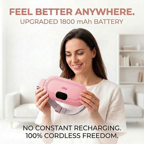 Heating Pad for Period Cramps – FSA-HSA Eligible Portable Electric Reusable Massager for Cramps Relief – Cordless Wearable Rechargeable USB Heating Belt for Menstrual Pain, Back, Abdomen, Travel in Saudi Arabia