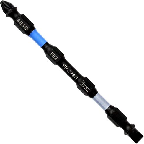ELECTRICAL - SL7+PH2, 4 INCH, 1pc. Double End+Double Duty+Double Life, Hex IMPACT BiT, USA-IRPB4SL7PH2-1 (Silver SL7+PH2 Blue Drives Slot/Flat+#8/10 Phillips Screw) Fits "ULT" MULTi S/Driver in Kuwait
