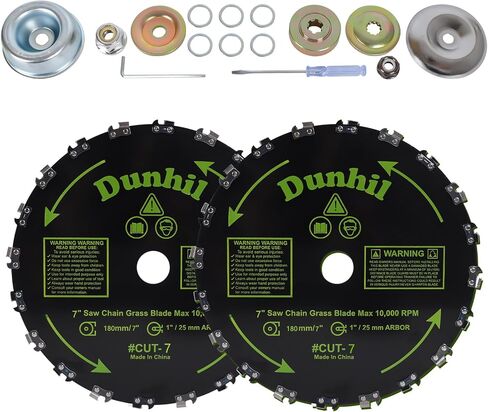 مجموعة من 3 شفرات منشار أسنان من Dunhil مقاس 7 × 16 - طقم شفرات منشار لآكل أعشاب اللحم مع 4 شفرات منشار جنزيرية مستديرة من الفولاذ الكربوني، و4 مبارد مستديرة، و4 غسالات لقواطع الفرشاة، وأدوات تشذيب الخيوط in Kuwait
