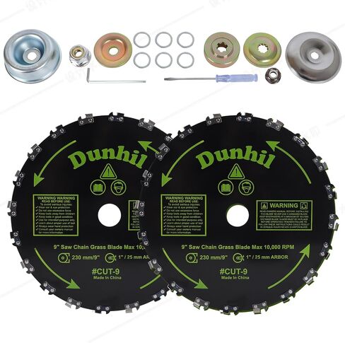 Dunhil 3 Pack 7" x 16 Teeth Chainsaw Tooth Brush Blades - Meatl Weed Eater Saw Blade Kit with 4 Carbon Steel Round Chainsaw Blades, 4 Round Files, and 4 Washers for Brush Cutters, String Trimmers in Kuwait