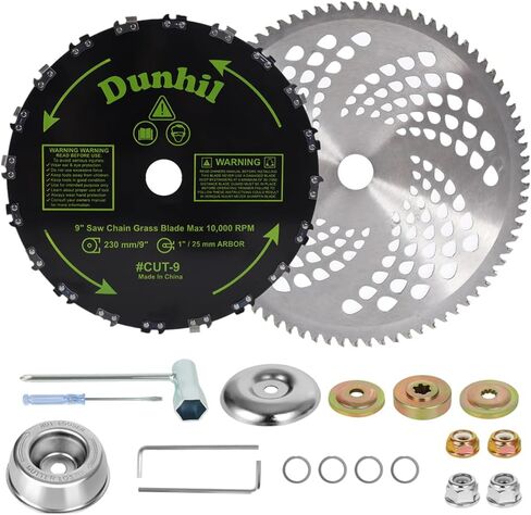 Dunhil 3 Pack 7" x 16 Teeth Chainsaw Tooth Brush Blades - Meatl Weed Eater Saw Blade Kit with 4 Carbon Steel Round Chainsaw Blades, 4 Round Files, and 4 Washers for Brush Cutters, String Trimmers in Kuwait