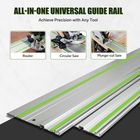 سكة توجيه 110 بوصة لمنشار مسار Festool TS-55/TS-75/TS-60: مسار سكة حديد 55 بوصة × 2 مع موصلات 13.4 بوصة لـ Festool، سكة توجيه FS-1400/2، نظام للخدمة الشاقة لقطع النجارة الدقيقة والأطول in Kuwait