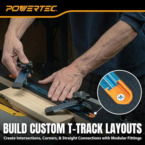 مجموعة تركيبات POWERTEC T-Track، مجموعة موصلات T-Track المنسدلة لأخاديد 3/4 بوصة × 3/8 بوصة، متوافقة مع مسامير T 1/4 بوصة و5/16 بوصة، نظام T-Track المعياري للرقص وطاولات التوجيه ومقاعد العمل والمزيد (72350) in Kuwait