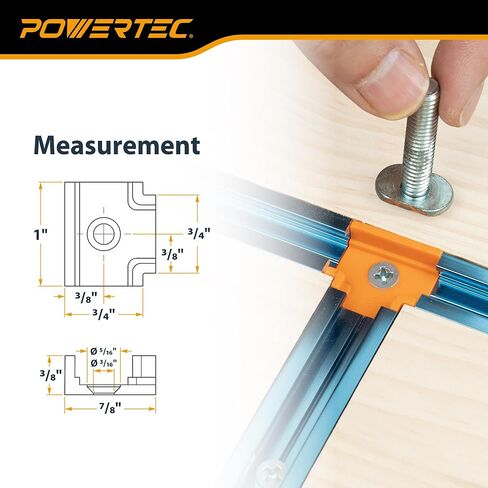 مجموعة تركيبات POWERTEC T-Track، مجموعة موصلات T-Track المنسدلة لأخاديد 3/4 بوصة × 3/8 بوصة، متوافقة مع مسامير T 1/4 بوصة و5/16 بوصة، نظام T-Track المعياري للرقص وطاولات التوجيه ومقاعد العمل والمزيد (72350) in Kuwait
