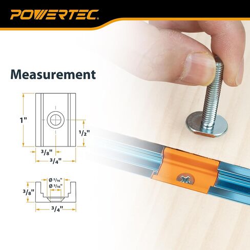 مجموعة تركيبات POWERTEC T-Track، مجموعة موصلات T-Track المنسدلة لأخاديد 3/4 بوصة × 3/8 بوصة، متوافقة مع مسامير T 1/4 بوصة و5/16 بوصة، نظام T-Track المعياري للرقص وطاولات التوجيه ومقاعد العمل والمزيد (72350) in Kuwait