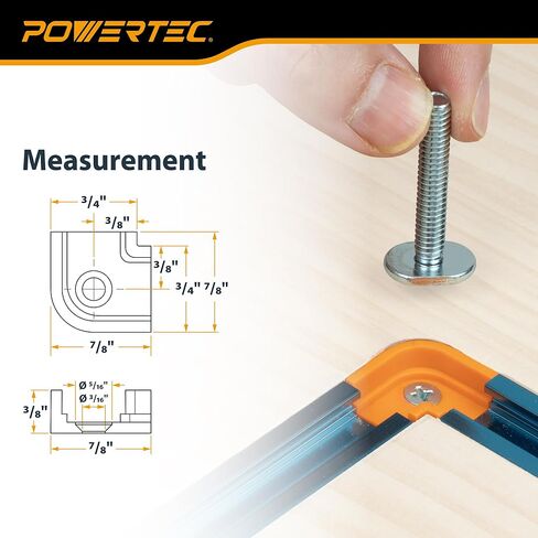 مجموعة تركيبات POWERTEC T-Track، مجموعة موصلات T-Track المنسدلة لأخاديد 3/4 بوصة × 3/8 بوصة، متوافقة مع مسامير T 1/4 بوصة و5/16 بوصة، نظام T-Track المعياري للرقص وطاولات التوجيه ومقاعد العمل والمزيد (72350) in Kuwait