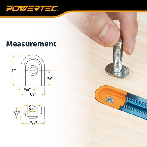 مجموعة تركيبات POWERTEC T-Track، مجموعة موصلات T-Track المنسدلة لأخاديد 3/4 بوصة × 3/8 بوصة، متوافقة مع مسامير T 1/4 بوصة و5/16 بوصة، نظام T-Track المعياري للرقص وطاولات التوجيه ومقاعد العمل والمزيد (72350) in Kuwait