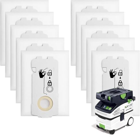 10 Pack 204308 CT Mini/Midi -2/5 Filter Bags Compatible with Festool CT MINI, CT MINI I, CT MIDI and CT MIDI I from 2019 Onwards, CTC MINI/MIDI and CT 15 – Dust Collector Replacement Filter Bags in Kuwait
