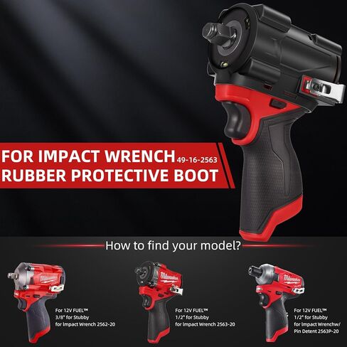 2562-20 2563-20 Impact Cover Boot Rubber for Milwaukee M12 Fuel Stubby Protective Boot - 3/8" 1/2 Accessory Tool Shell Sleeve Fits 49-16-2562 2563p-20 in Saudi Arabia