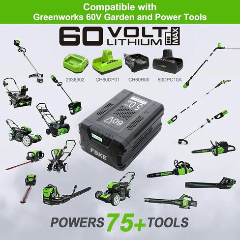 FSKE 5.0Ah بديل ممتاز لبطارية Greenworks 60V LB60A02 LB60A03 LB60A00 - متوافق مع أدوات الطاقة Greenworks 60 فولت in Kuwait