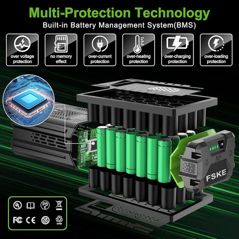 FSKE 5.0Ah بديل ممتاز لبطارية Greenworks 60V LB60A02 LB60A03 LB60A00 - متوافق مع أدوات الطاقة Greenworks 60 فولت in Kuwait