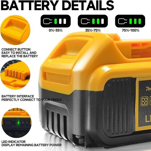 استبدال بطارية وشاحن 20 فولت بحد أقصى 8.0 أمبير في الساعة لجهاز Dewalt، متوافق مع أدوات الطاقة اللاسلكية Dewalt 20V MAX in Kuwait
