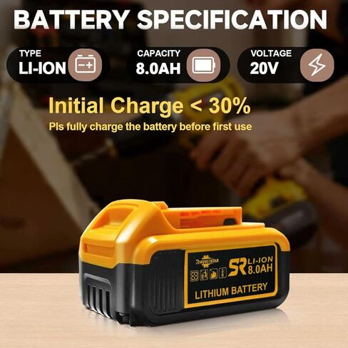 استبدال بطارية وشاحن 20 فولت بحد أقصى 8.0 أمبير في الساعة لجهاز Dewalt، متوافق مع أدوات الطاقة اللاسلكية Dewalt 20V MAX in Kuwait