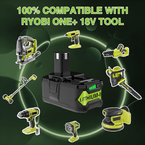 بطارية 8000 مللي أمبير P108 18 فولت متوافقة مع Ryobi 18V ONE+ استبدال البطارية P102 P103 P104 P105 P106 P108 P107 P109 P190 أدوات الطاقة اللاسلكية (عبوة واحدة) in Kuwait
