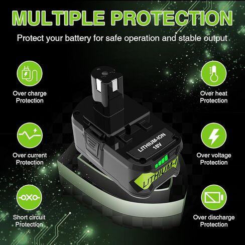 بطارية 8000 مللي أمبير P108 18 فولت متوافقة مع Ryobi 18V ONE+ استبدال البطارية P102 P103 P104 P105 P106 P108 P107 P109 P190 أدوات الطاقة اللاسلكية (عبوة واحدة) in Kuwait