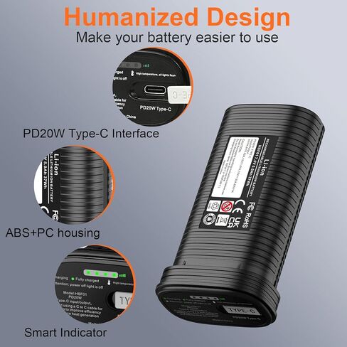Amityke 7.4V 5.0Ah Rechargeable Lithium Ion Battery Compatible with WOLFBOX MF200 Replacement Battery, Removable Spare Power for Compressed Air Duster in Saudi Arabia