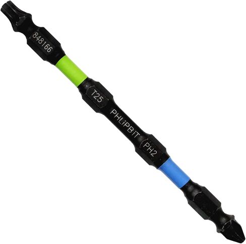 ORiGiNAL - T25+PH2, 4 INCH, 1pc. Double End+Double Duty+Double Life, 1/4" Hex IMPACT BiT, USA-IRPB4T25PH2-1 (Lime #25 Torx/Star/GRK + Blue #8/10 Phillips Screw) Fits "ULT" MULTi S/Driver in Kuwait