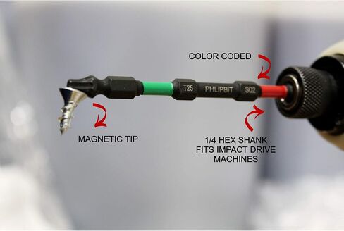 ORiGiNAL - T25+PH2, 4 INCH, 1pc. Double End+Double Duty+Double Life, 1/4" Hex IMPACT BiT, USA-IRPB4T25PH2-1 (Lime #25 Torx/Star/GRK + Blue #8/10 Phillips Screw) Fits "ULT" MULTi S/Driver in Kuwait