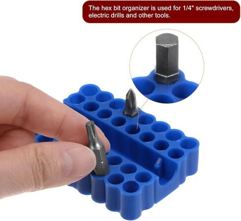 2pcs Screwdriver Bit Holder Organizer 64x45x16mm 32 Holes Hex Drill Plastic Storage Case for Any 1/4" Metal Driver Bits in Kuwait