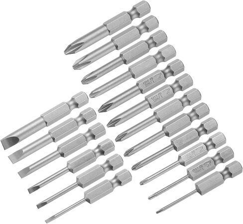 مجموعة لقم مفك براغي فيليبس 18 قطعة مشقوقة SL2-6 PH00(1.6) PH0(2.0/2.5) PH1(3.0-5.0) PH2(4.0-6.0) S2 فولاذ 1/4 بوصة ساق سداسية 2 بوصة طول رؤوس مثقاب مغناطيسية مسطحة متقاطعة in Kuwait