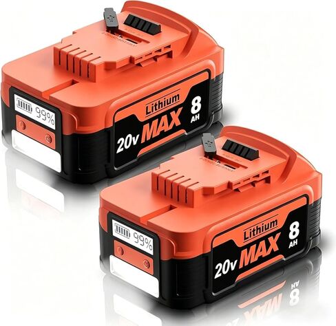 【NEW VERSION】2Pack 8.0Ah Replacement for Dewalt 20V Lithium Battery with LCD Screen, Compatible with Dewalt 20 Volt Battery Max DCB200 DCB201 DCB203 DCB204 DCB205, Support PD bidirectional Output 65W in Kuwait