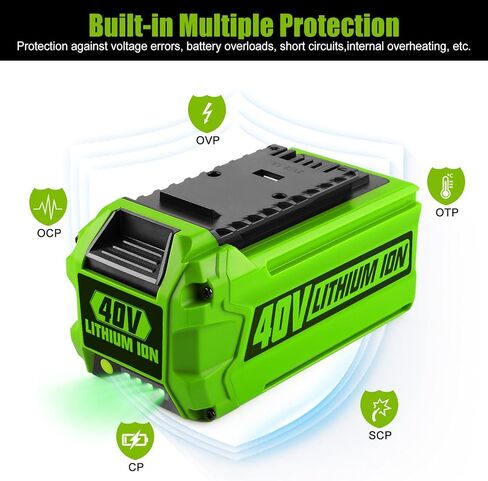 استبدال energup 2pack 6.5ah لبطارية Greenworks 40V ومجموعة الشاحن، متوافق مع Greenworks 40 Volt G-MAX أدوات الطاقة اللاسلكية (مع منفذ مزدوج لشاحن Green Works 40V) in Kuwait