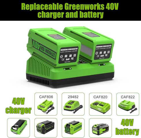 استبدال energup 2pack 6.5ah لبطارية Greenworks 40V ومجموعة الشاحن، متوافق مع Greenworks 40 Volt G-MAX أدوات الطاقة اللاسلكية (مع منفذ مزدوج لشاحن Green Works 40V) in Kuwait