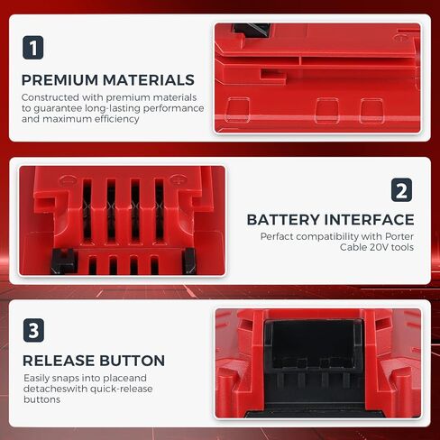 Premium 2Pack 3.0Ah PCC680L 20V Max Battery and Charger Replace for Porter Cable 20V Battery Compatible with PCC682L PCC685L PCC692L PCC681L PCC600 PCC640 PCC670B Cordless Power Tools in Kuwait