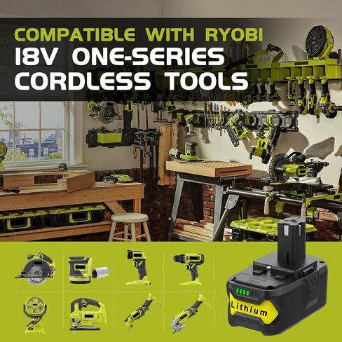 18V Battery Replacement for Ryobi Battery, 8.0Ah High Capacity Li-ion Battery, 2 Packs, Compatible with Ryobi 18V Tools P102, P103, P104, P105, P107, P108, P109, Intelligent Protection, Long Runtime in Kuwait