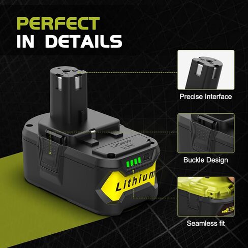 18V Battery Replacement for Ryobi Battery, 8.0Ah High Capacity Li-ion Battery, 2 Packs, Compatible with Ryobi 18V Tools P102, P103, P104, P105, P107, P108, P109, Intelligent Protection, Long Runtime in Kuwait