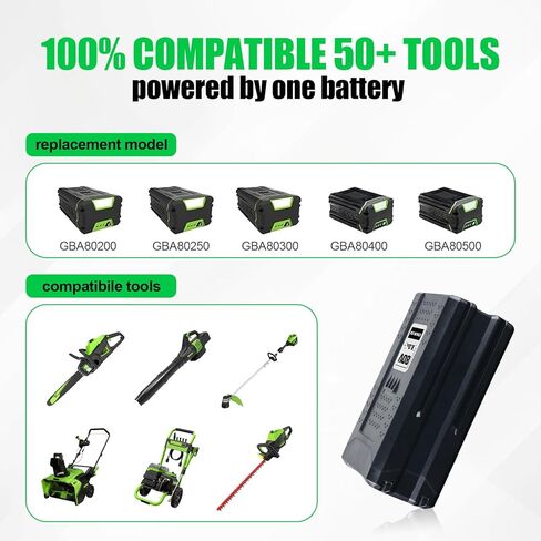80V 8.0Ah Replacement for Greenworks 80V Battery, Upgraded 4X Longer Runtime, Compatible with Greenworks MAX 80V Lithium Ion Battery GBA80200 GBA80250 GBA80400 GBA80500 1PACK in Kuwait