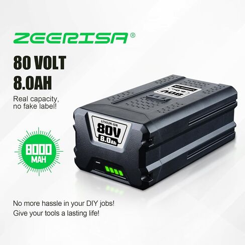80V 8.0Ah Replacement for Greenworks 80V Battery, Upgraded 4X Longer Runtime, Compatible with Greenworks MAX 80V Lithium Ion Battery GBA80200 GBA80250 GBA80400 GBA80500 1PACK in Kuwait