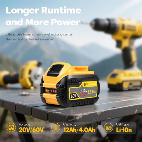 Fancy Buying 12000mAh DCB609 Replacement for Dewalt 60V MAX Battery DCB606 DCB609 DCB612 DCB206 Compatible with Dewalt 20V/60V Max Cordless Power Tools in Kuwait