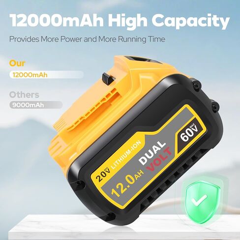 Fancy Buying 12000mAh DCB609 Replacement for Dewalt 60V MAX Battery DCB606 DCB609 DCB612 DCB206 Compatible with Dewalt 20V/60V Max Cordless Power Tools in Kuwait