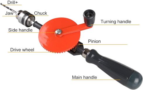Hand Drill Manual 3/8-inch Capacity Speedy Powerful Manual Drill Double Pinion Geared 3 Jaw Chuck Hand Drill for Wood Plastic Soft Metal By STARVAST, Come With Pin Vise Hand Drills Set in Kuwait