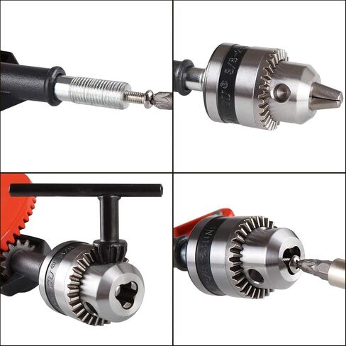 Hand Drill Manual 3/8-inch Capacity Speedy Powerful Manual Drill Double Pinion Geared 3 Jaw Chuck Hand Drill for Wood Plastic Soft Metal By STARVAST, Come With Pin Vise Hand Drills Set in Kuwait