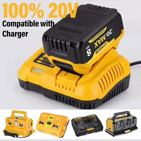 2Pcak 8000mAh 20V Max Replacement Batteries for DeWalt - Compatible with DCB206 DCB200 DCB201 DCB207, Fits 20V Battery Lithium ion Tools in Kuwait