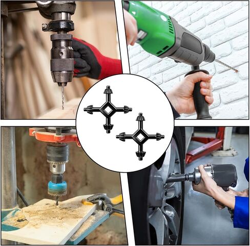 2 Pcs Drill Press Chuck Key, 1/4" 3/8" 1/2" Sizes Drill Chuck Key 4 In 1 Wrench for Electric Drills Press Power Tool Chucks Replacement in Kuwait