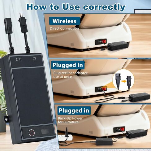 2 Rechargeable Battery Packs for Reclining Furniture, 2500mAh Universal Wireless Recliner Battery Charger for Electric Recliner, Sofas, Lift Chairs, Couch, 2-Pin Connection Reclining Furniture in Kuwait