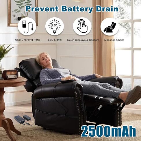 2 Rechargeable Battery Packs for Reclining Furniture, 2500mAh Universal Wireless Recliner Battery Charger for Electric Recliner, Sofas, Lift Chairs, Couch, 2-Pin Connection Reclining Furniture in Kuwait