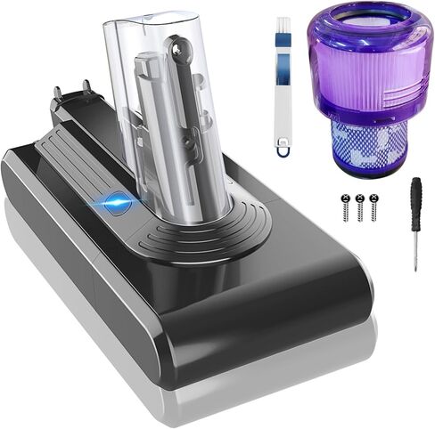 25.2V 6000mAh V11 SV14 Battery Replacement, Screw-Mounted Version Compatible with Dyson V11 Absolute/Complete/Animal/Torque Drive Cordless Vacuums, with 1 Post HEPA Filter, 1 Brush and Screwdriver in Kuwait