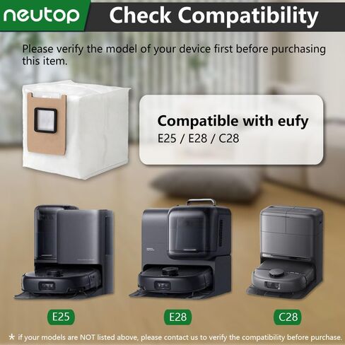 أكياس الغبار البديلة من نيوتوب المتوافقة مع eufy E25/ E28/ C28، ملحقات أجزاء المكنسة الروبوتية، أكياس للاستعمال مرة واحدة، 12 عبوة. in Kuwait