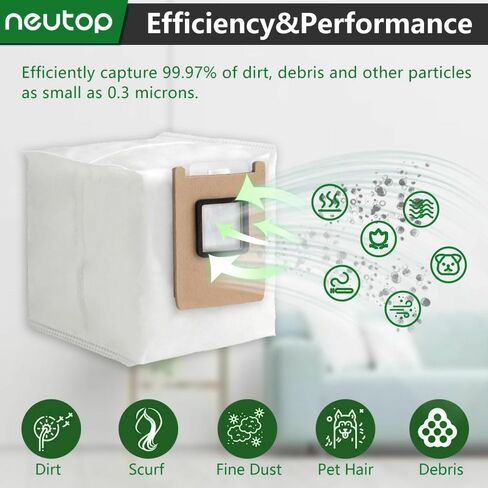 أكياس الغبار البديلة من نيوتوب المتوافقة مع eufy E25/ E28/ C28، ملحقات أجزاء المكنسة الروبوتية، أكياس للاستعمال مرة واحدة، 12 عبوة. in Kuwait
