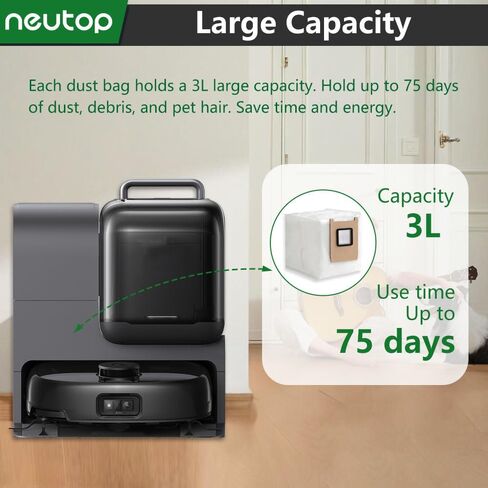 أكياس الغبار البديلة من نيوتوب المتوافقة مع eufy E25/ E28/ C28، ملحقات أجزاء المكنسة الروبوتية، أكياس للاستعمال مرة واحدة، 12 عبوة. in Kuwait