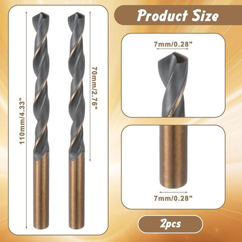 2pcs Cobalt Drill Bits Straight Shank 8mm Drill Bit High-Speed Steel Twist Drills Bits for Copper Stainless Steel Alloy Metal in Kuwait