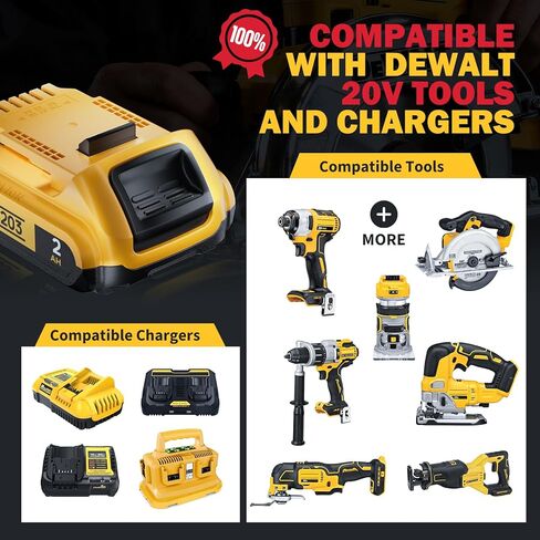بديل 2 Ah لاستبدال بطارية Dewalt 20 فولت متوافق مع أدوات وشواحن بطارية DaWalt ​​20V MAX (DCB200/DCB204/DCB206 إلخ) عبوة واحدة in Kuwait