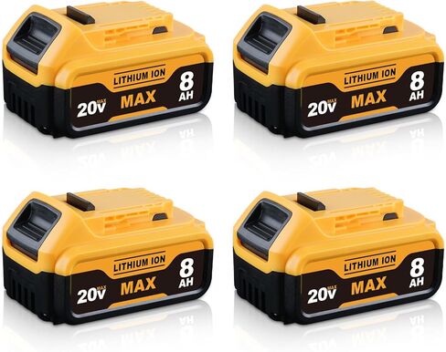 4Pack Premium 8.0Ah Replacement for Dewalt 20V Max Battery DCB200 DCB201 DCB203 DCB204 DCB206 Compatible with Dewalt 20V Battery Power Tools DCD/DCF/DCG Series in Kuwait