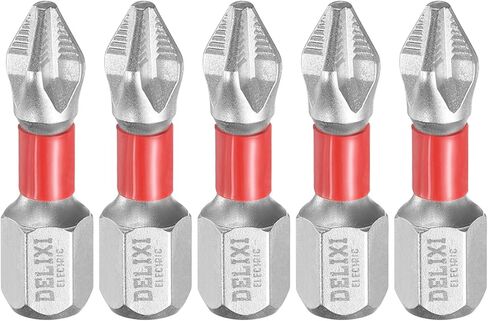 HARFINGTON 5pcs #2 Anti Slip Phillips Screwdriver Bit PH2 1/4" Hex Shank 1" (25mm) Magnetic Cross Head Drill Bits Chrome Plating S2 Steel Industrial Screw Driver Tool, Silver/Red in Kuwait