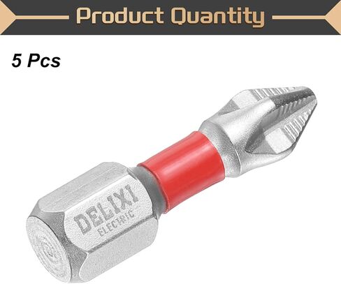 HARFINGTON 5pcs #2 Anti Slip Phillips Screwdriver Bit PH2 1/4" Hex Shank 1" (25mm) Magnetic Cross Head Drill Bits Chrome Plating S2 Steel Industrial Screw Driver Tool, Silver/Red in Kuwait