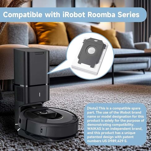 WAIKAS Vacuum Bags, 6 Packs, Compatible with iRobot Roomba Bags i, s, and j Series, Replacement for iRobot Roomba i1+, i3+(3550), i4+, i6+, i7+, i7Plus, j7+(7550), i8+, and s9+ Vacuums, Gray in Kuwait